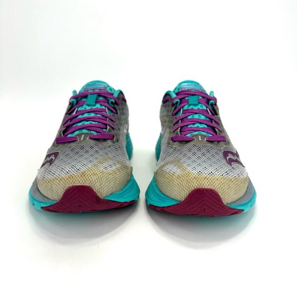 Saucony Kinvara 8 Everun Women Running Shoes Sz 8 Gray Teal Purple Mesh Sneakers - Picture 9 of 16